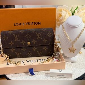 LV Monogram Porteteiulle Sarah Bifold Wallet Crossbody, Novelty strap and more!!